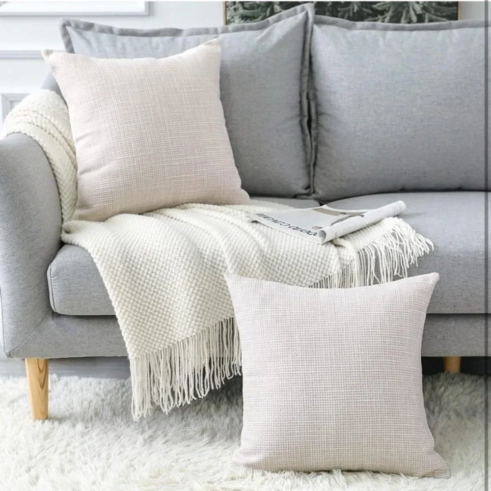 OTOSTAR Linen Throw Pillow Covers Set of 2 Decorative Square Pillowcases Cushion